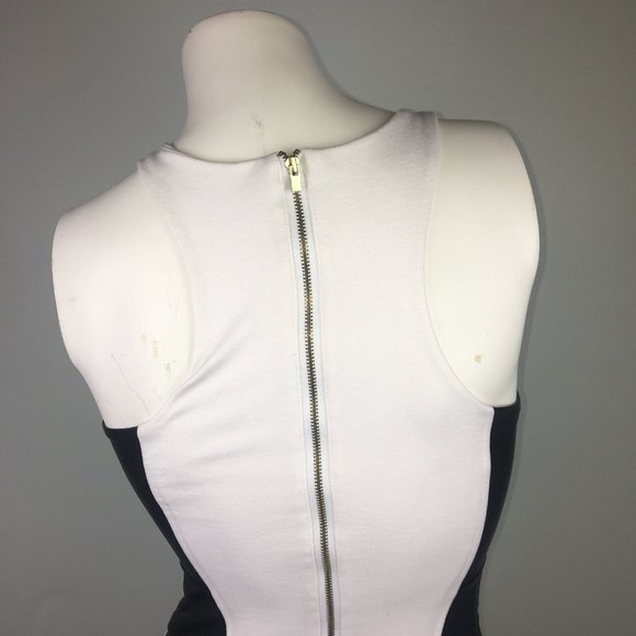 Express White Fit & Flare Skater Mini Dress w/ Black Faux Leather Panels Sz 2 - Picture 5 of 9